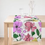 Realhomes Beyaz Zemin Üzerinde Rengarenk Çiçek Desenli Dijital Baskılı Özel Tasarım Süet Runner Realhomes