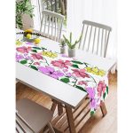 Realhomes Beyaz Zemin Üzerinde Rengarenk Çiçek Desenli Dijital Baskılı Özel Tasarım Süet Runner Realhomes