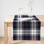 Realhomes Beyaz Zemin Üzerinde Renkli Ekose Desenli Dijital Baskılı Özel Tasarım Süet Runner Realhomes