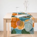 - SuetRunner-8701-Gorsel1 - Realhomes Realhomes Renkli Zemin Üzerinde Onedraw Çizimli Yaprak Desenli Dijital Baskılı Özel Tasarım Süet Runner Realhomes