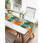 - SuetRunner-8701-Gorsel2 - Realhomes Realhomes Renkli Zemin Üzerinde Onedraw Çizimli Yaprak Desenli Dijital Baskılı Özel Tasarım Süet Runner Realhomes