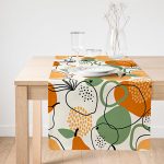 Realhomes Renkli Zemin Üzerinde Onedraw Çizimki Meyva Desenli Dijital Baskılı Özel Tasarım Süet Runner Realhomes