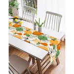 Realhomes Renkli Zemin Üzerinde Onedraw Çizimki Meyva Desenli Dijital Baskılı Özel Tasarım Süet Runner Realhomes