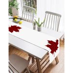 Realhomes Beyaz Zemin Üzerinde Ekose Desenli Yaprak Dijital Baskılı Özel Tasarım Süet Runner Realhomes