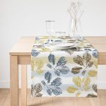 - SuetRunner-8717-Gorsel1 - Realhomes Realhomes Beyaz Zemin Üzerinde Renkli Yaprak Desenli Dijital Baskılı Özel Tasarım Süet Runner Realhomes