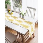 - SuetRunner-8721-Gorsel2 - Realhomes  Realhomes Beyaz Zemin Üzerinde Gold Renkli Çam Ağacı Desenli Dijital Baskılı Özel Tasarım Süet Runner Realhomes