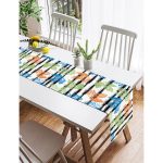 - SuetRunner-8723-Gorsel2 - Realhomes  Realhomes Beyaz Zemin Üzerinde Renkli Yaprak Desenli Dijital Baskılı Özel Tasarım Süet Runner Realhomes