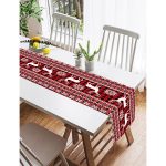 - SuetRunner-8735-Gorsel2 - Realhomes  Realhomes Kırmızı Ekose Desenli Geyik Motifli Dijital Baskılı Özel Tasarım Süet Runner Realhomes