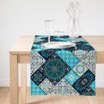 Realhomes Renkli Zemin Üzerinde Geometrik Desenli Dijital Baskılı Özel Tasarım Süet Runner Realhomes