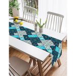 Realhomes Renkli Zemin Üzerinde Geometrik Desenli Dijital Baskılı Özel Tasarım Süet Runner Realhomes