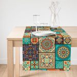 - SuetRunner-8757-Gorsel1 - Realhomes  Realhomes Renkli Zemin Üzerinde Geometrik Desenli Dijital Baskılı Özel Tasarım Süet Runner Realhomes