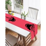 Realhomes Renkli Zemin Üzerinde Onedraw Çizimli Ağaç Desenli Dijital Baskılı Özel Tasarım Süet Runner Realhomes