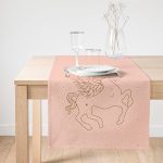 Realhomes Pastel Zemin Üzerinde Unicorn Desenli Dijital Baskılı Özel Tasarım Süet Runner Realhomes