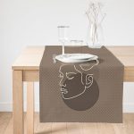 Realhomes Renkli Zemin Üzerinde Onedraw Çizimli Bayan Silüeti Dijital Baskılı Özel Tasarım Süet Runner Realhomes