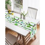 Realhomes Beyaz Zemin Üzerinde Yeşil Kaktüs Desenli Dijital Baskılı Özel Tasarım Süet Runner Realhomes