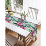 Realhomes Renkli Zemin Üzerinde Kaktüs Desenli Dijital Baskılı Özel Tasarım Süet Runner Realhomes