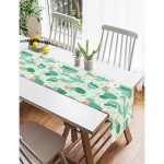 Realhomes Renkli Zemin Üzerinde Kaktüs Desenli Dijital Baskılı Özel Tasarım Süet Runner Realhomes