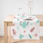 - SuetRunner-8870-Gorsel1 - Realhomes Realhomes Beyaz Zemin Üzerinde Renkli Yaprak Desenli Dijital Baskılı Özel Tasarım Süet Runner Realhomes