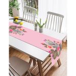 Realhomes Renkli Zemin Üzerinde Kaktüs Desenli Dijital Baskılı Özel Tasarım Süet Runner Realhomes