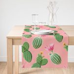 - SuetRunner-8880-Gorsel1 - Realhomes  Realhomes Renkli Zemin Üzerinde Kaktüs Desenli Dijital Baskılı Özel Tasarım Süet Runner Realhomes