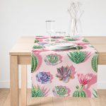 - SuetRunner-8881-Gorsel1 - Realhomes  Realhomes Renkli Zemin Üzerinde Kaktüs Desenli Dijital Baskılı Özel Tasarım Süet Runner Realhomes