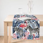 Realhomes Flamingo Temalı Dijital Baskılı Süet Runner Realhomes