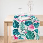 Realhomes Modern Yaprak Desenli Dijital Baskılı Süet Runner Realhomes