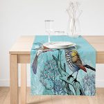 - SuetRunner-95-Gorsel1 - Realhomes  Realhomes Mavi Kuş Desenli Dijital Baskılı Dekoratif Süet Runner Realhomes