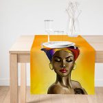 RealHomes Afrika Kadın Temalı Dijital Baskılı Dekoratif Süet Runner Realhomes