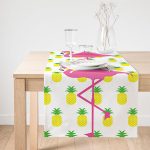 - SuetRunner-palmiyefla-Gorsel1 - Realhomes  Realhomes Ananas ve Flamingo Motifli Süet Runner Realhomes