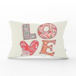 Aşk Temalı Dijital Baskılı Dekoratif Dikdörtgen Yastık Kırlent Kılıfı Realhomes