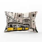 Modern Şehir Resimli Dijital Baskılı Dekoratif Dikdörtgen Yastık Kırlent Kılıfı Realhomes