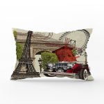 Eyfel Kulesi Dijital Baskılı Dekoratif Dikdörtgen Yastık Kırlent Kılıfı Realhomes