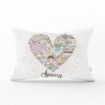 Kalp Desenli Dijital Baskılı Dekoratif Dikdörtgen Yastık Kırlent Kılıfı Realhomes