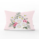 Çiçek Desenli Dijital Baskılı Dekoratif Dikdörtgen Yastık Kırlent Kılıfı Realhomes