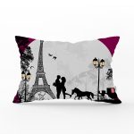 Paris Aşk Temalı Dijital Baskılı Dekoratif Dikdörtgen Yastık Kırlent Kılıfı Realhomes