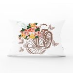 Bisiklet Desen Dijital Baskılı Dekoratif Dikdörtgen Yastık Kırlent Kılıfı Realhomes