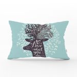 Geyik Resimli Dijital Baskılı Dekoratif Dikdörtgen Yastık Kırlent Kılıfı Realhomes