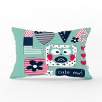 Baykuş Resimli Dijital Baskılı Dekoratif Dikdörtgen Yastık Kırlent Kılıfı Realhomes