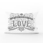 Love Yazılı Dijital Baskı Dekoratif Dikdörtgen Yastık Kırlent Kılıfı Realhomes