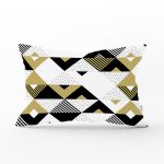 Bej Siyah Geometrik Desenli Dijital Baskılı Dikdörtgen Yastık Kırlent Kılıfı Realhomes