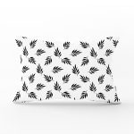 Siyah Beyaz Yaprak Desenli Dekoratif Dikdörtgen Yastık Kırlent Kılıfı Realhomes