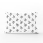 Beyaz Temalı Yaprak Çizimi Motifli Dijital Baskılı Dikdörtgen Kırlent Kılıfı Realhomes