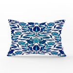 Mavi Cam Göbeği Etnik Desenli Dekoratif Dikdörtgen Yastık Kırlent Kılıfı Realhomes