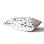 Love Baskılı Pembe Kalpli Dekoratif Dikdörtgen Yastık Kırlent Kılıfı Realhomes