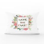 Save The Date Çiçek Desenli Dijital Baskılı Dekoratif Dikdörtgen Yastık Kılıfı Realhomes