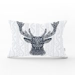 Geyik Desenli Dijital Baskılı Dekoratif Dikdörtgen Yastık Kırlent Kılıfı Realhomes
