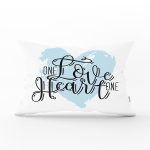 Love Heart Yazı Desenli Dijital Baskılı Modern Dikdörtgen Yastık Kırlent Kılıfı Realhomes