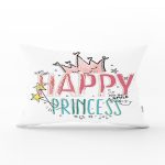 Happy Prıncess Yazı Desenli Dijital Baskılı Modern Dikdörtgen Kırlent Kılıfı Realhomes