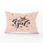 Super Gırl Yazı Desenli Dijital Baskılı Dekoratif Dikdörtgen Kırlent Kılıfı Realhomes
